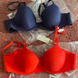 Aerie Navy and Red Bra Set
